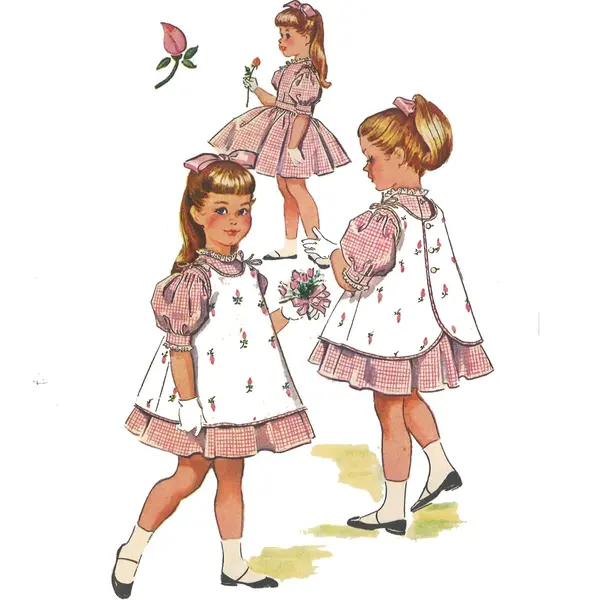 PDF - Patron de couture vintage des années 1950 - Jolie robe et tablier pour fille - Buste 21" (53,3 cm) - Imprimez instantanément à la maison