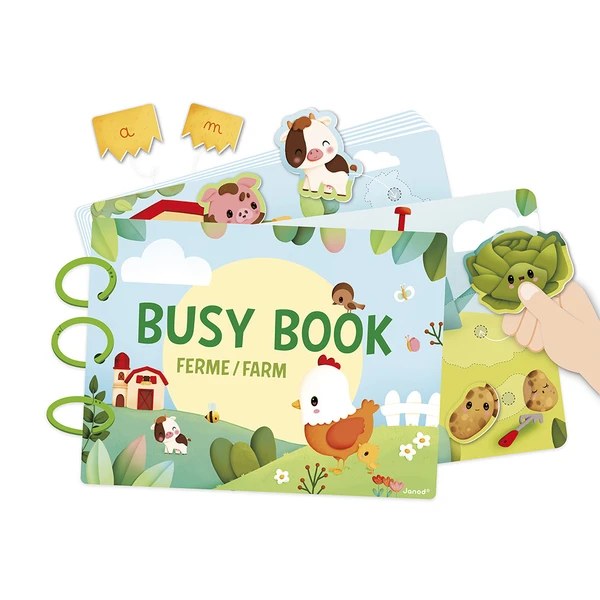 Busy-book Ferme en carton (Français/Anglais) : Jeux éducatifs Janod - J03333