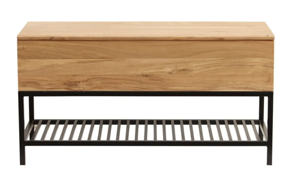 Banc d'entrée industriel avec coffre de rangement acacia massif métal  SORG