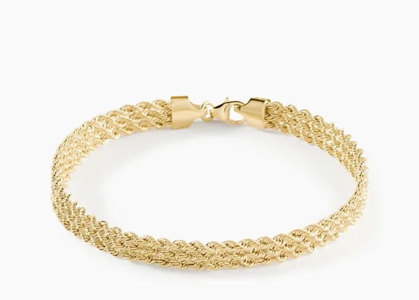 Bracelet Cordelia Maille Corde 3 Rangs Or Jaune