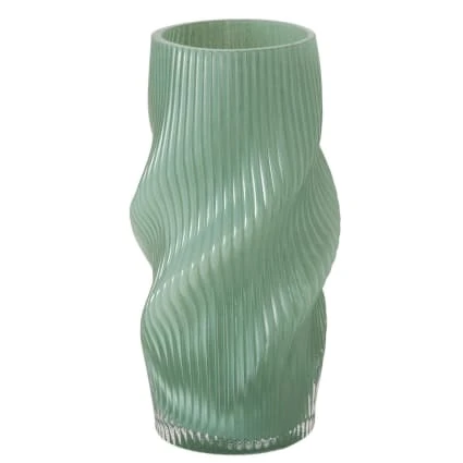 Vase design en verre vert 15.5x15.5x30cm | Maisons du Monde