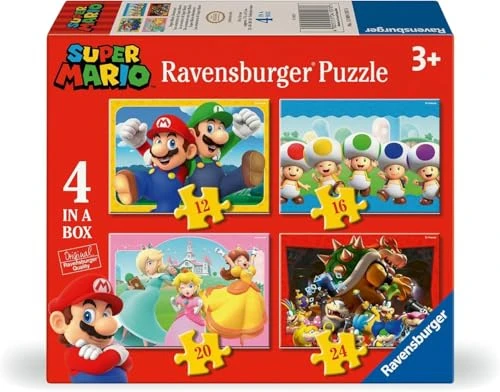 Ravensburger - Puzzles Super Mario 4 Pack | Puzzle Enfants 3 Ans Plus | Cadeau Fille 3 Ans Plus 72 Pièces | Puzzle Enfants 19 X 14 Cm | Puzzles Ravensburger