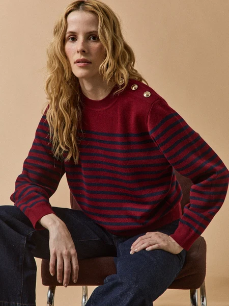 Pull boutons dorés femme laine RWS*