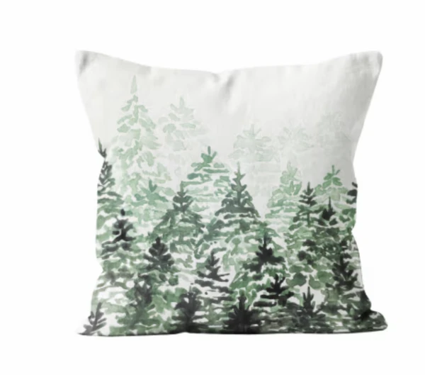 Coussin dessin velours vert 40x40cm | Maisons du Monde