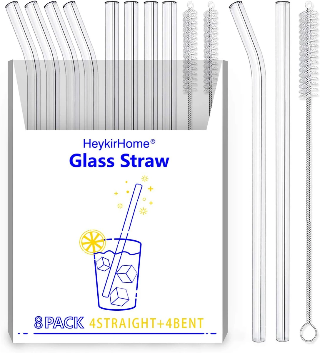 HeykirHome | 12-Pack Reusable Glass Straw