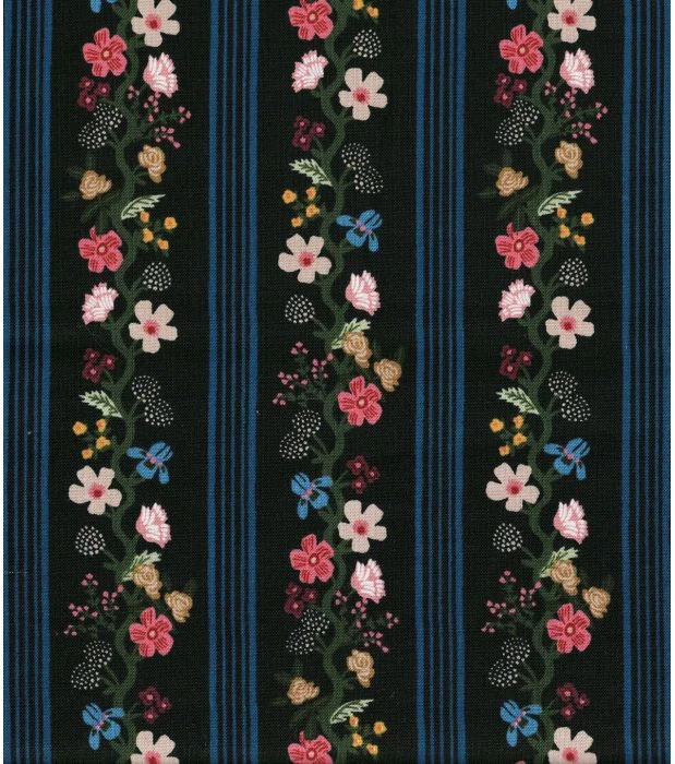 Tissu coton Rayures Gracie - Black