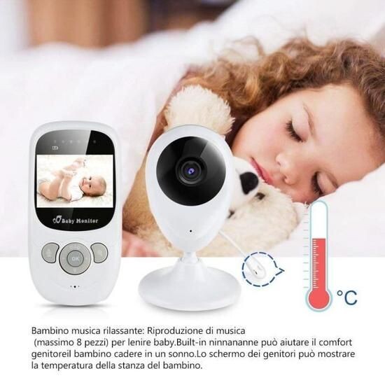 Moniteur Bébé, Babyphone Caméra Numérique Sans Fil, Ecoute Bébé Baby Monitor avec Vision Nocturne Surveillance Vidéo Ecran LC