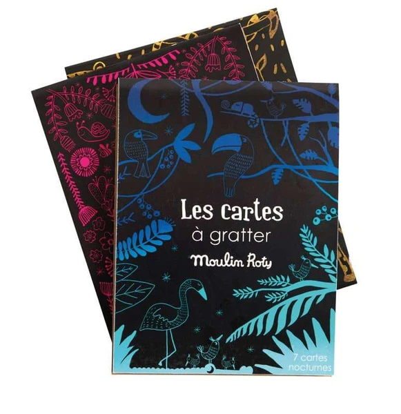 Set de 7 cartes à  gratter nocturnes les petites merveilles Moulin Roty