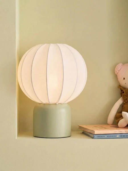 Lampe à poser forme boule pied métal vert sauge - Vertbaudet