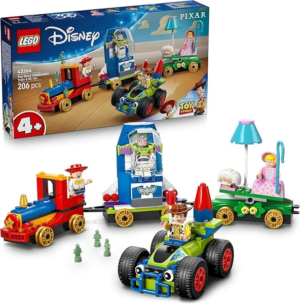 LEGO ǀ Disney et Pixar Le Train en Fête et Voiture RC Toy Story - Jeu de Construction - Minifigurines de Woody, Buzz l’Éclair, Jessie & la Bergère - Cadeau Original pour Garçon ou Fille 4 ans 43264