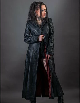 Manteau gothique cuir femme - Élégance noire ultime