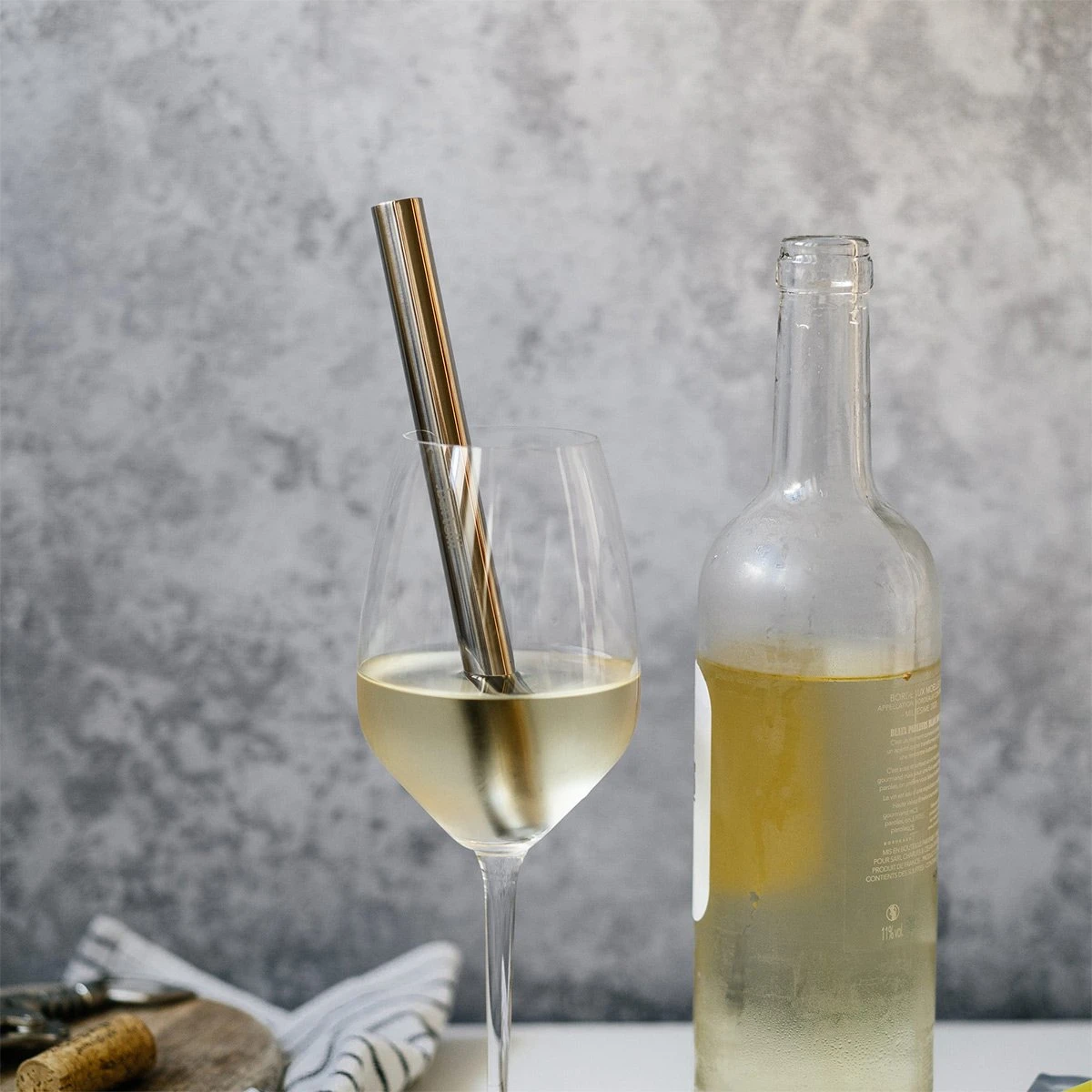 Coffret rafraîchisseur de vin – Bartelli, tige inox à congeler avec bec verseur pour servir votre vin toujours à la bonne tempér