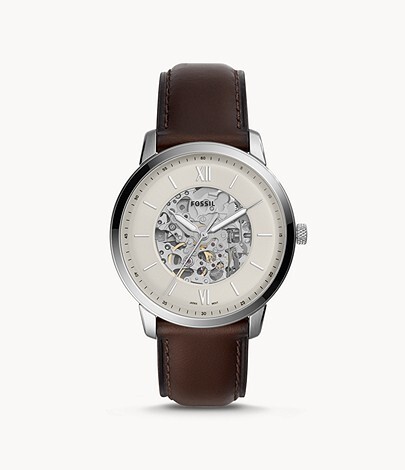 Montre Neutra automatique en cuir brun
