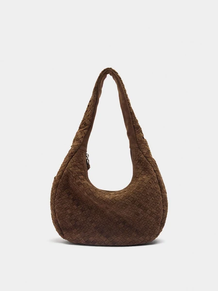 Sac hobo en cuir tressé Marron | Parfois France