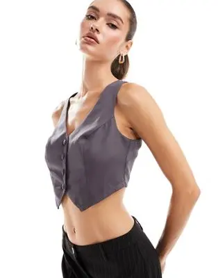 Missy Empire - Gilet de costume court et ajusté - Anthracite | ASOS