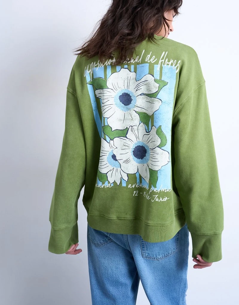 Topshop DUMA BACK PRINT - Sweatshirt - green bee/vert - ZALANDO.FR