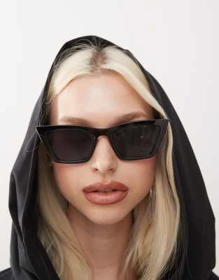 Monki - Lunettes de soleil oversize à monture œil de chat - Noir