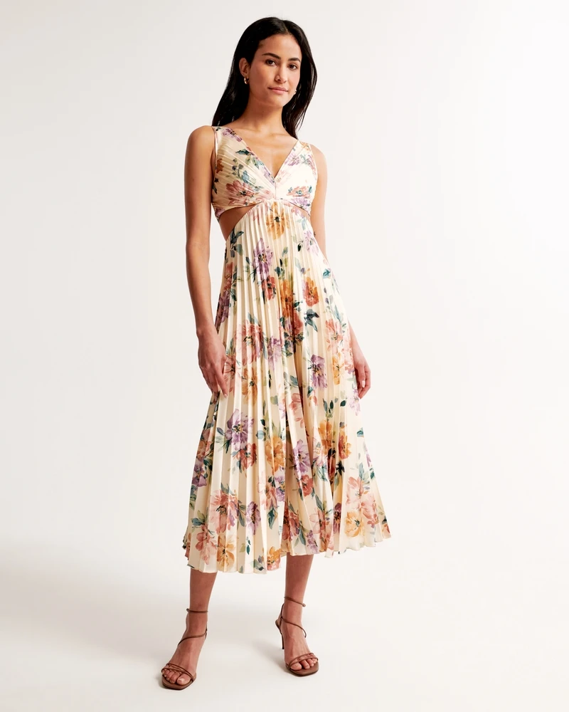 Robe longue plissée à découpes A&F Giselle