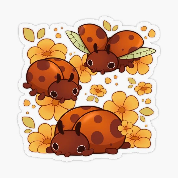 Amis de coccinelle avec des fleurs | Sticker