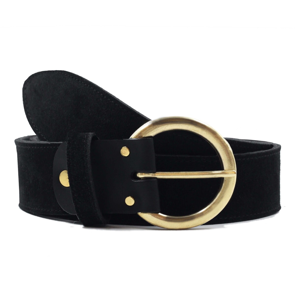 Ceinture bohème cuir daim noir - taille 85