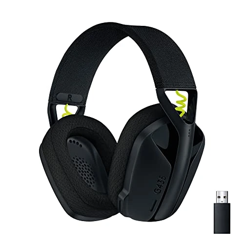 Logitech G435 LIGHTSPEED &amp; Bluetooth sans Fil Casque Gamer léger circum-auriculaire, Micro intégré, Batterie de 18h, Compatible avec Dolby Atmos, PC, PS4, PS5, Mobile, Nintendo Switch - Noir