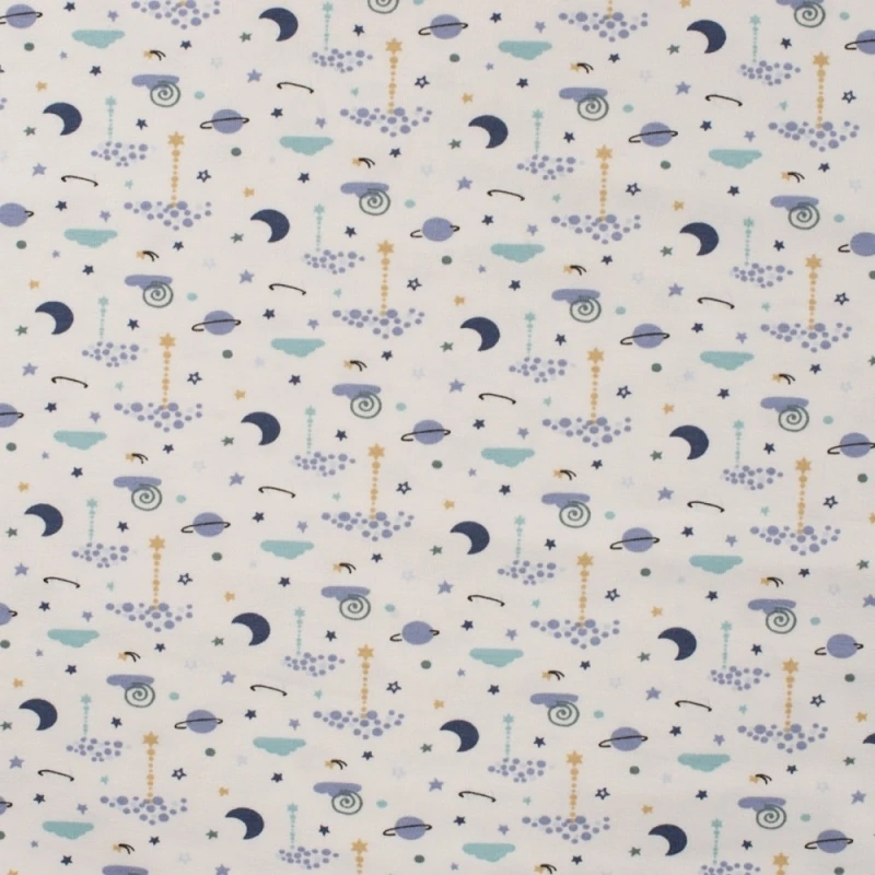 Tissu Jersey Coton Sleepy Night Menthe - Tissus des Ursules