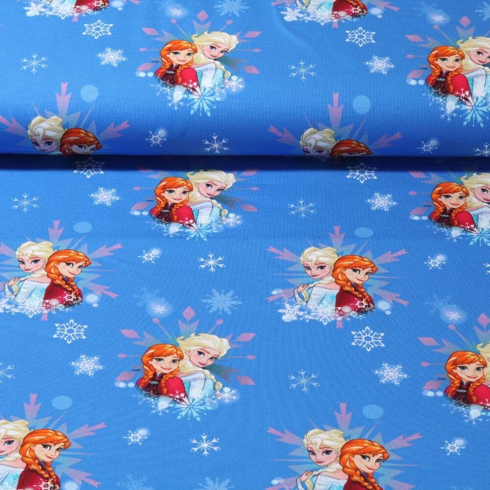 Jersey - Impression numérique La Reine des neiges Anna et Elsa Bleu