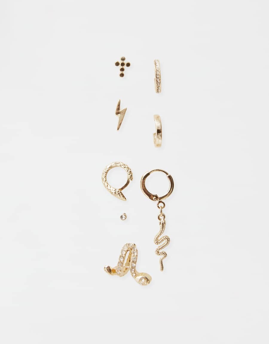 PACK 8 PENDIENTES SERPIENTE PIERCING (TODAS) - pull&bear
