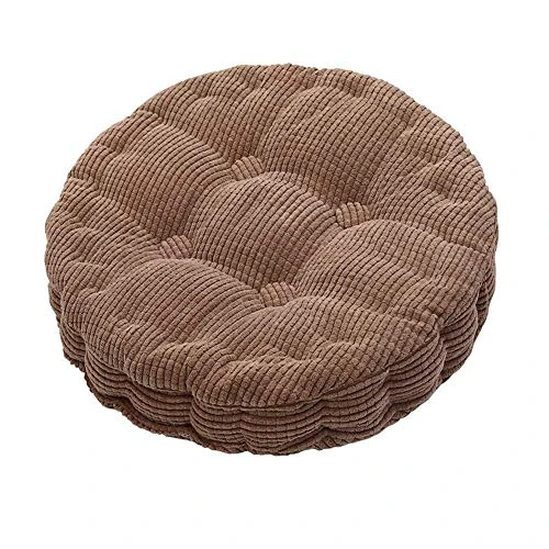 Morbuy Rond Coussin de Chaise Tatami, Simple Fauteuil Siège Canapé Coussin d'Assise Intérieur Epais Décoration pour Bureau Maison Salle à Manger Voiture Salon Multicolore (45cm/ 18”, Café)