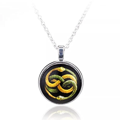 SOTUVO Collier L'histoire sans Fin Double Serpents Mixte Auryn Cabochon Verre Pendentif Collier Mode Film Bijoux
