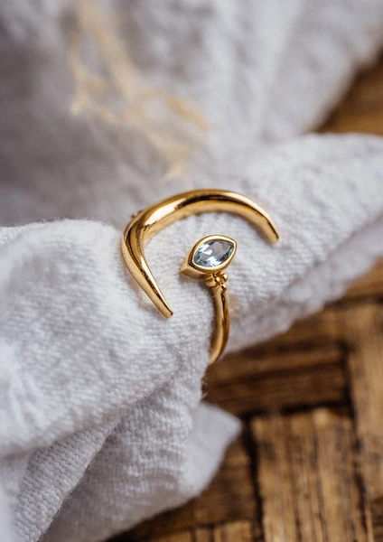 Bague Lune et Aigue-Marine - Éveil Marin