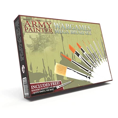 The Army Painter | Mega Brush Set | 10 pinceaux Basecoat, Drybrush et Detail, en Poils de Martre Kolinsky et Poils Synthétiques, adaptés à la Peinture