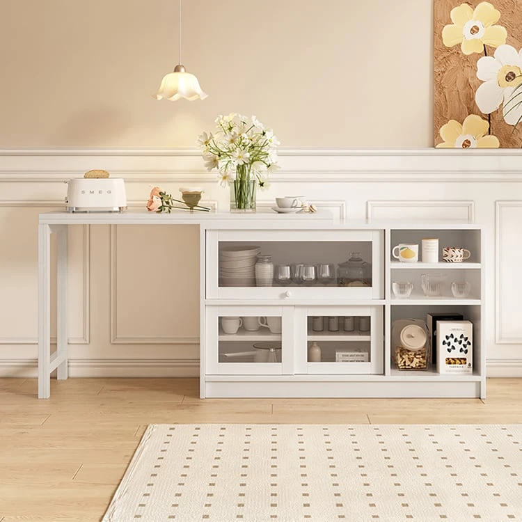 1200mm Buffet de Rangement Blanc Table à Manger Pliable en Bois Extensible | Homary FR
