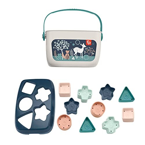 Fisher-Price Mon Trieur de Formes Faon, Boite avec 10 Blocs pour Apprendre à Trier et à Empiler, Jouet Bébé et Enfant des 6 mois, HJP20 Exclusivité sur Amazon