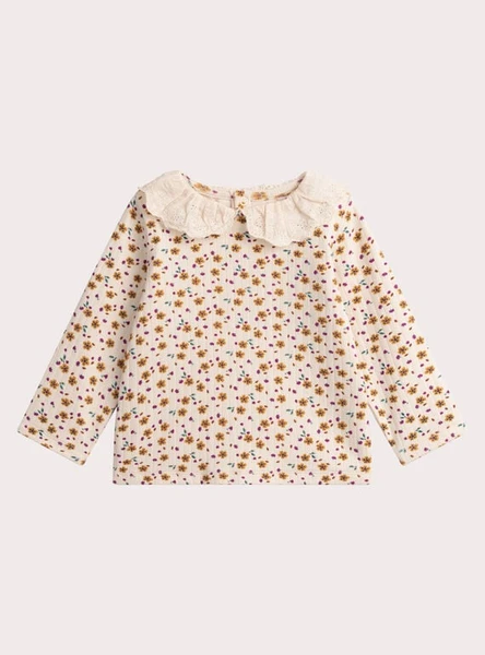 Brassière manches longues à imprimé fleuri pour bébé fille