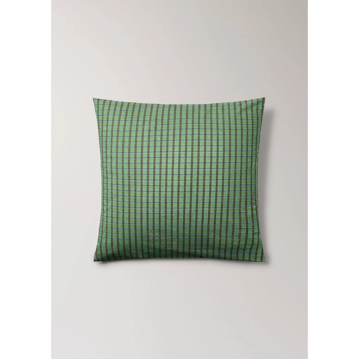 Taie d’oreiller percale de coton imprimé carreaux 60x60 cm