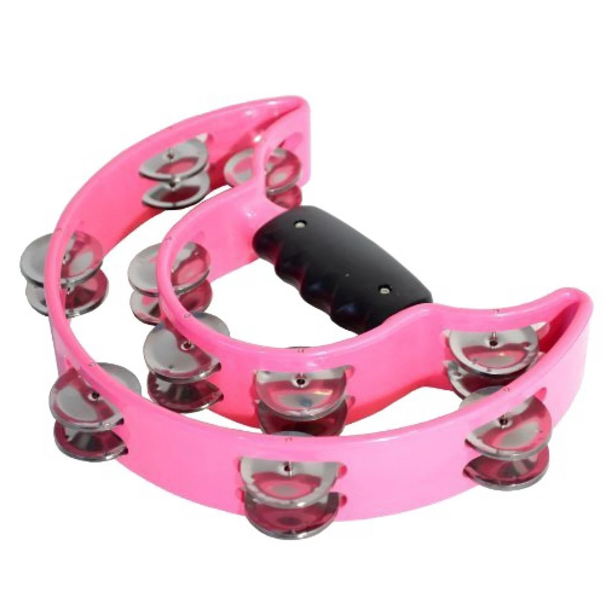 BMDT-Double anneau lune tambourin-40 Jingles-rose translucide médiator guitare