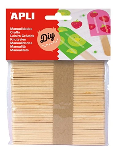 APLI 13063 - Sachet de 50 Bâtonnets en bois naturel pour loisirs créatifs et artisanat