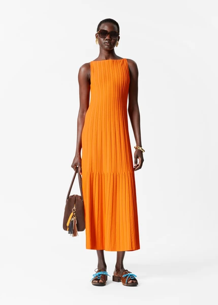 Rib-Knit Midi Dress