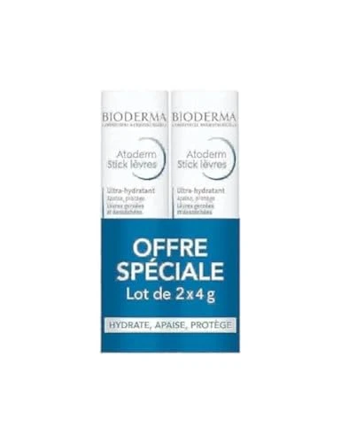 Bioderma Atoderm Stick Lèvres Ultra-Hydratant Lot de 2 x 4 g