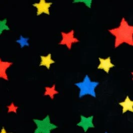 Tissu doudou noire étoiles multicolores
