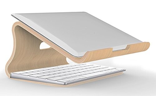 SAMDI Support Refroidisseur Ventilé en Bois, Bois Support pour Ordinateur Portable Universel pour MacBook Air/Pro Rétine Ordinateur Portable (Blanc Bouleau)