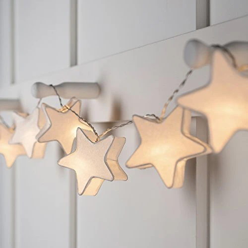 Lights4fun Guirlande Lumineuse 10 Étoiles à LED en Papier à Piles