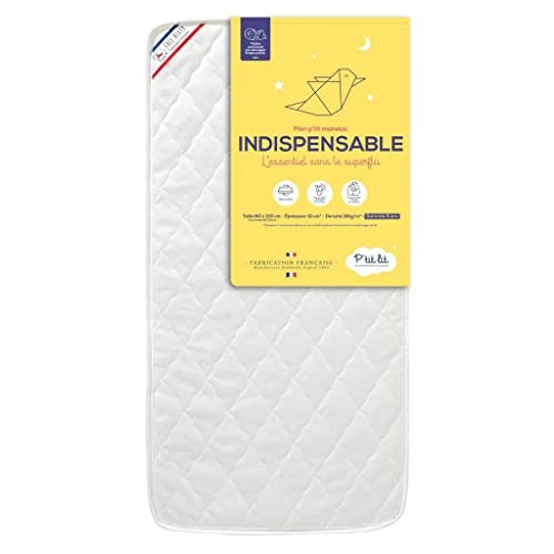 P'tit Lit - Polyuréthane Matelas Bébé Indispensable - 60x120 cm - Climatisé : 1 face Été / 1 face Hiver - Oeko Tex - Fabrication Française, Blanc
