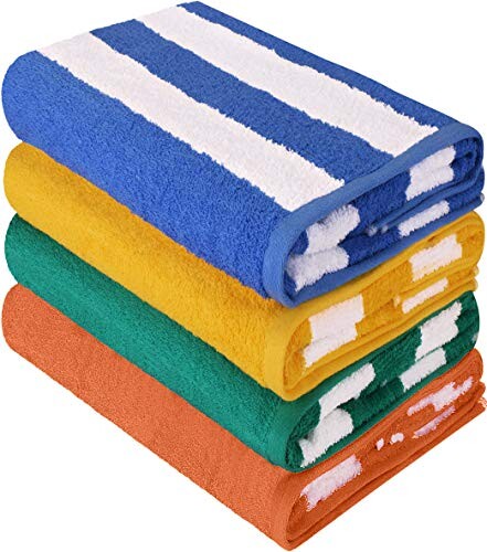 Lot de 4 serviettes de bain TRIDENT en coton coloré fluo extra doux bleu nuit pour le bain et les mains 