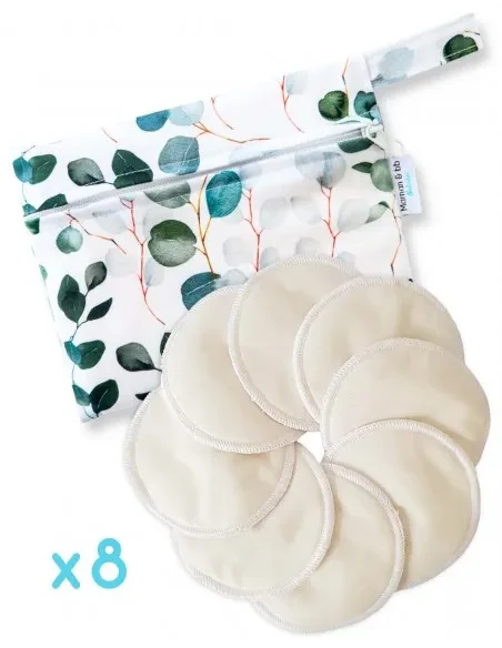 Pack de 8 Coussinets d'allaitement lavables + pochette