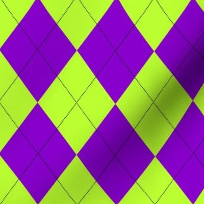 Purple Lime Green Argyle Fabric | Spoonflower