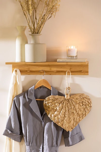 Porte-manteau mural avec étagère en bambou Gari
