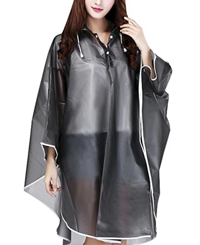 Ceestyle Raincoat Cape de Pluie Femme Portable EVA Manteau Imperméable Poncho à Capuche Moto/vélo Bâche Environnement pour Voyage/Camping/Randonnée/Vacances (Éthylène-acétate de vinyle (EVA), grey)