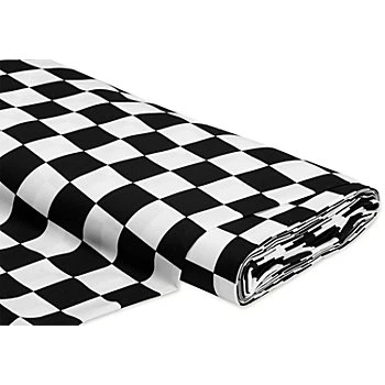 Tissu coton à damier, blanc/noir